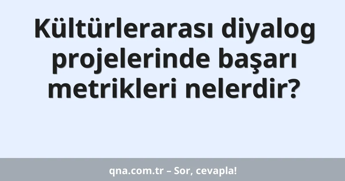 Kültürlerarası diyalog projelerinde başarı metrikleri nelerdir?