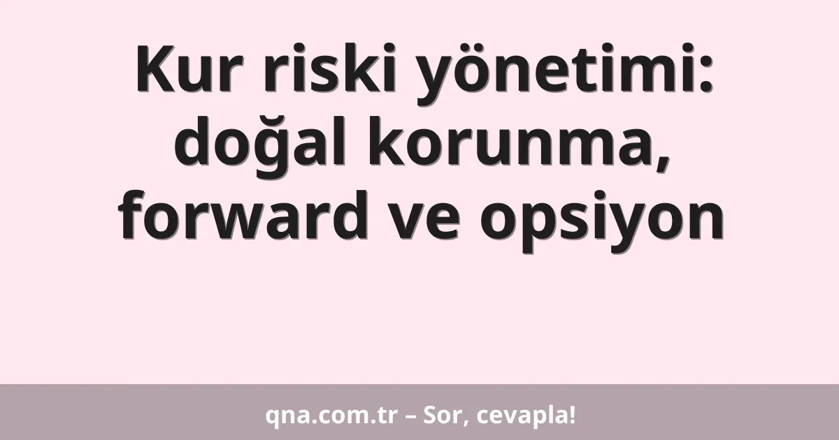 Kur riski yönetimi: doğal korunma, forward ve opsiyon