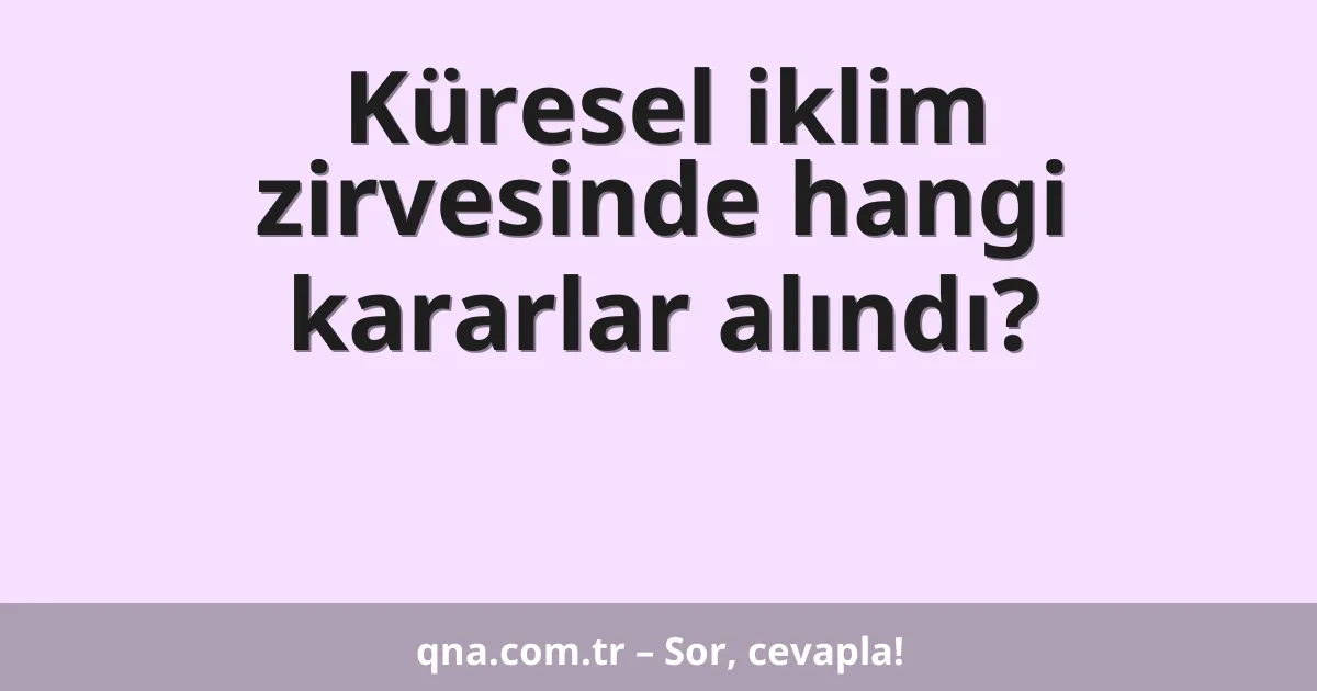 Küresel iklim zirvesinde hangi kararlar alındı?