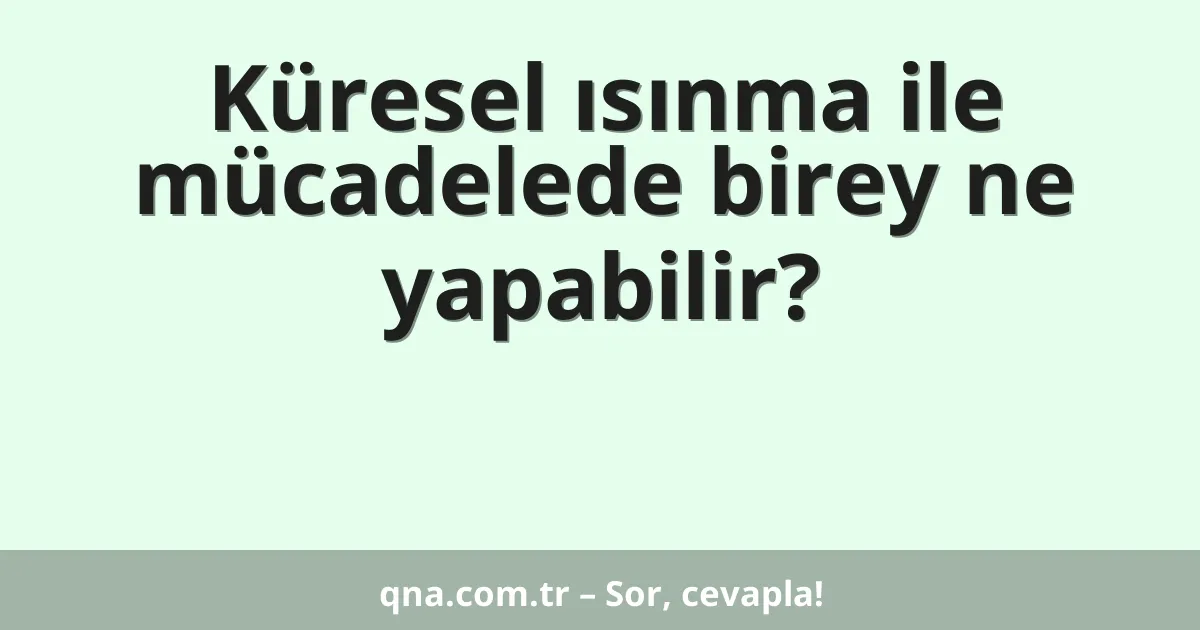 Küresel ısınma ile mücadelede birey ne yapabilir?