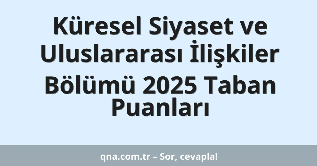 Küresel Siyaset ve Uluslararası İlişkiler Bölümü 2025 Taban Puanları