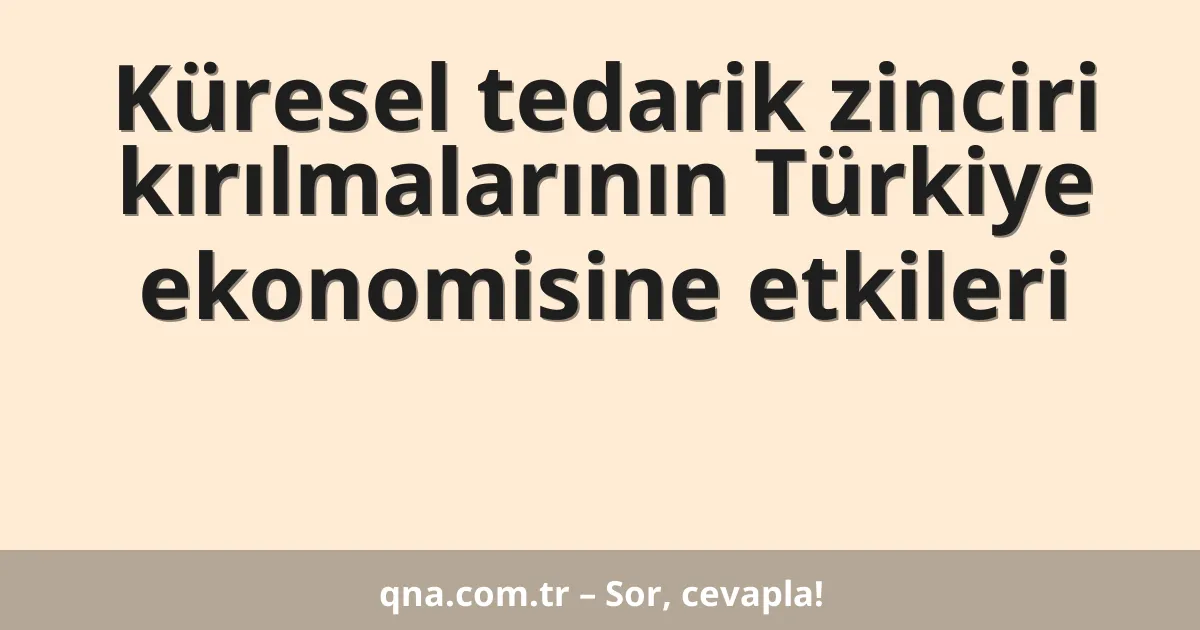 Küresel tedarik zinciri kırılmalarının Türkiye ekonomisine etkileri