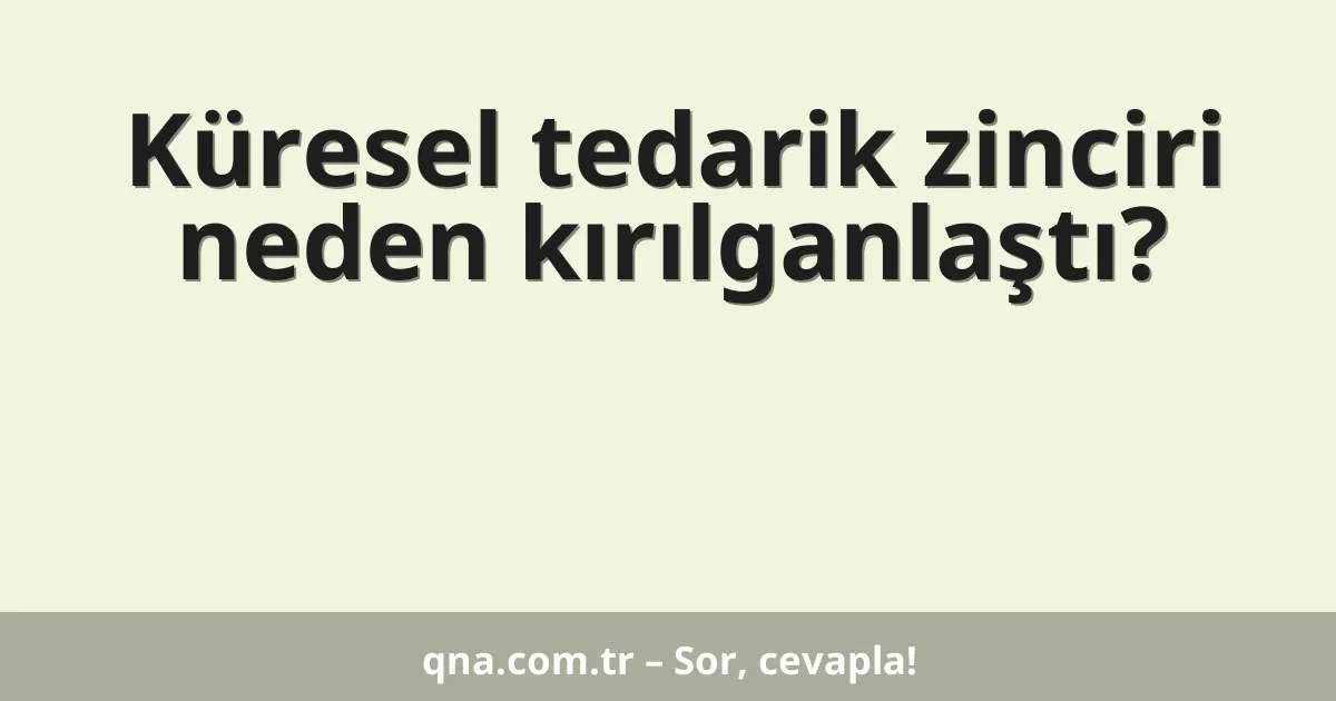 Küresel tedarik zinciri neden kırılganlaştı?