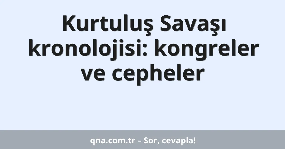 Kurtuluş Savaşı kronolojisi: kongreler ve cepheler