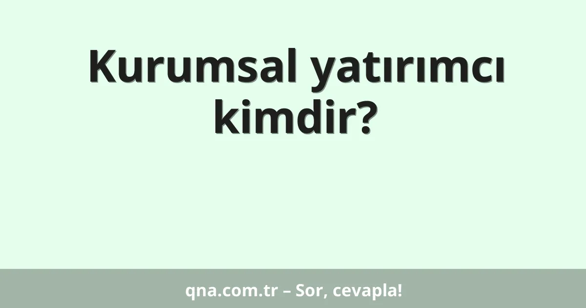 Kurumsal yatırımcı kimdir?