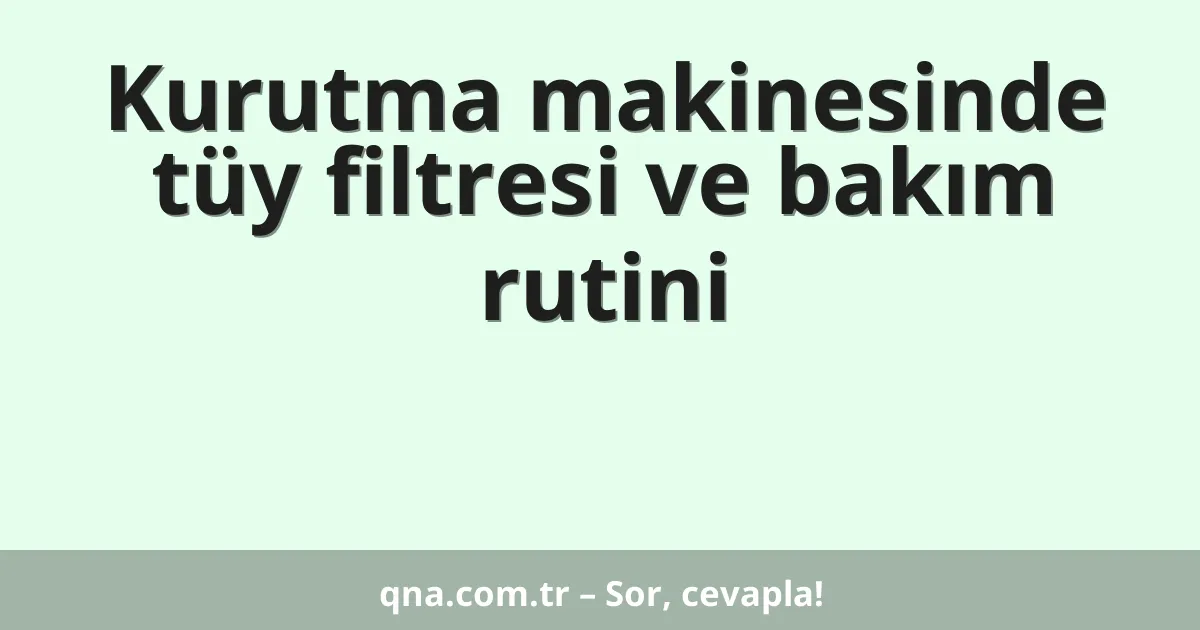 Kurutma makinesinde tüy filtresi ve bakım rutini