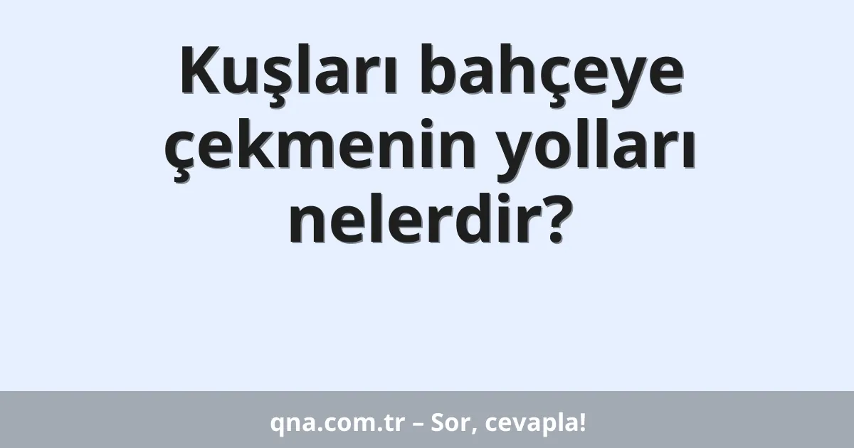 Kuşları bahçeye çekmenin yolları nelerdir?