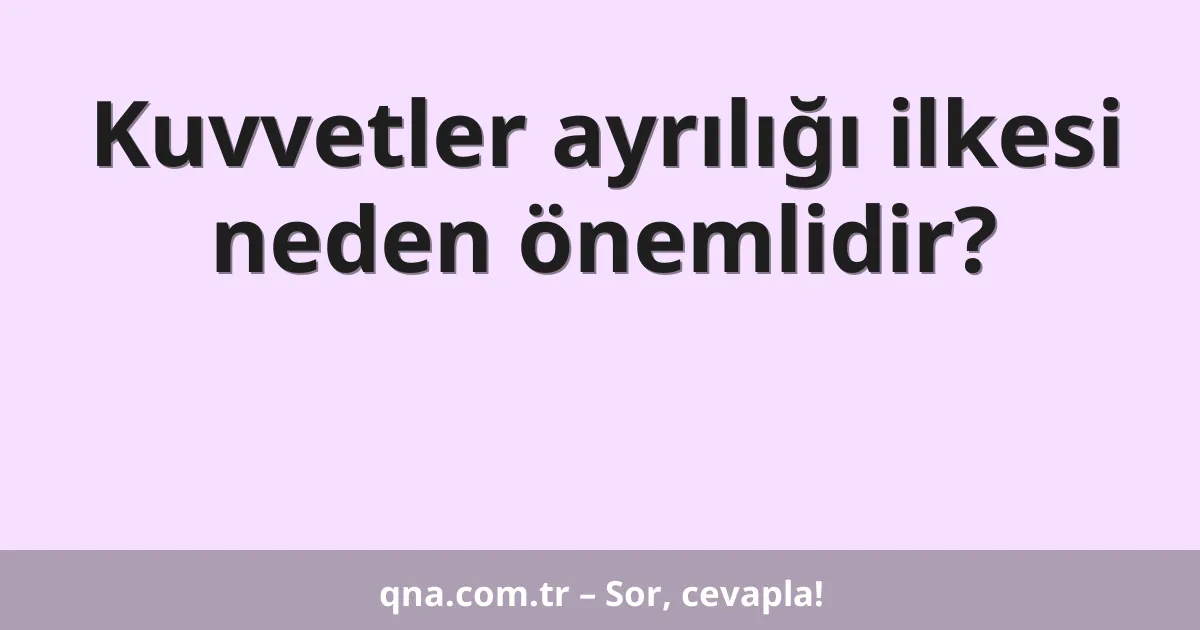 Kuvvetler ayrılığı ilkesi neden önemlidir?