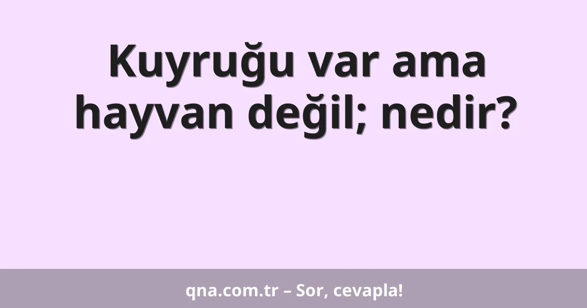 Kuyruğu var ama hayvan değil; nedir?