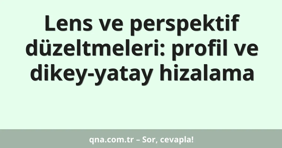 Lens ve perspektif düzeltmeleri: profil ve dikey-yatay hizalama