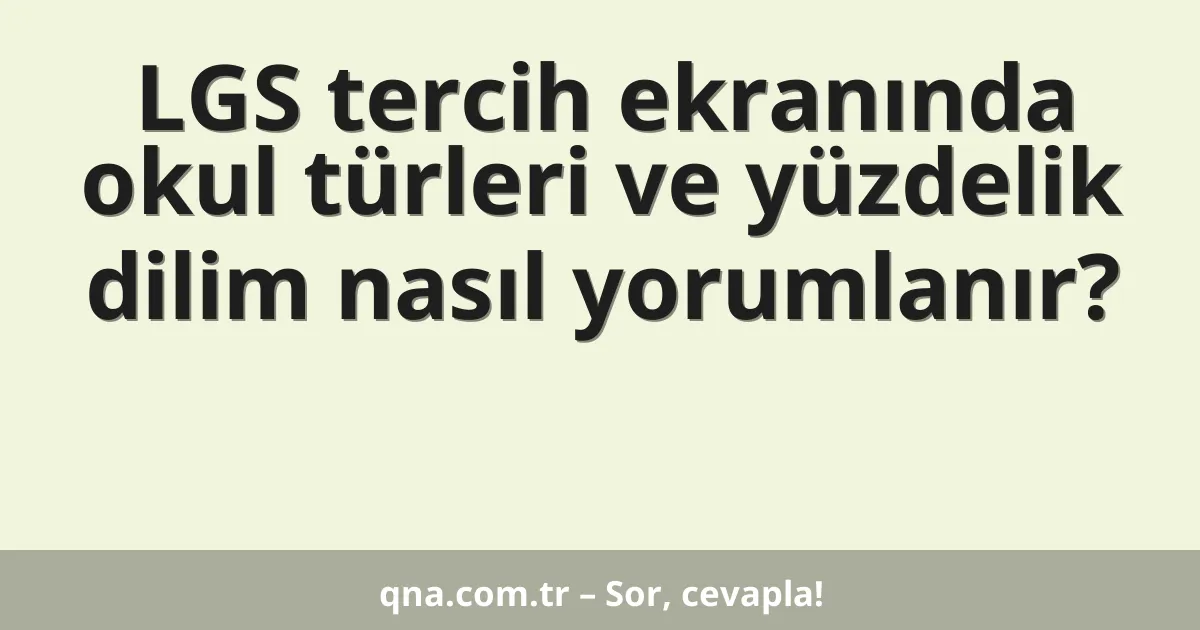 LGS tercih ekranında okul türleri ve yüzdelik dilim nasıl yorumlanır?