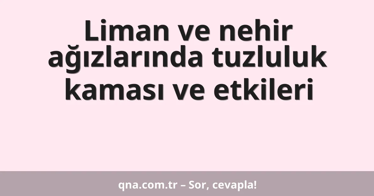 Liman ve nehir ağızlarında tuzluluk kaması ve etkileri