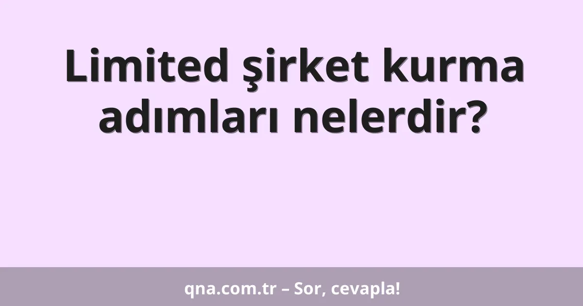 Limited şirket kurma adımları nelerdir?