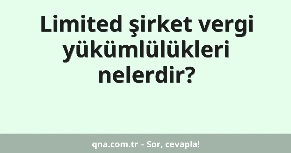 Limited şirket vergi yükümlülükleri nelerdir?