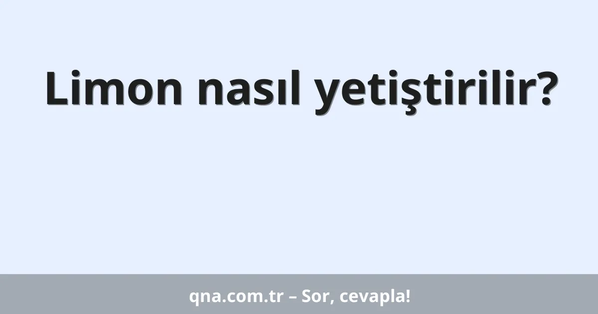 Limon nasıl yetiştirilir?
