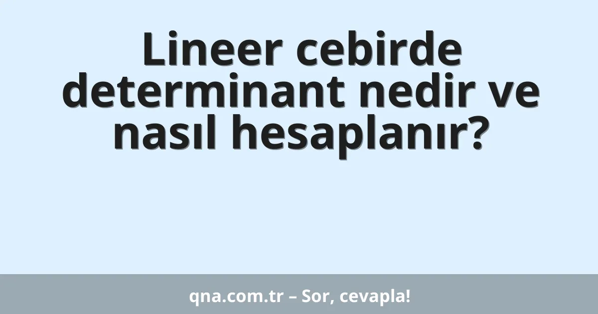 Lineer cebirde determinant nedir ve nasıl hesaplanır?