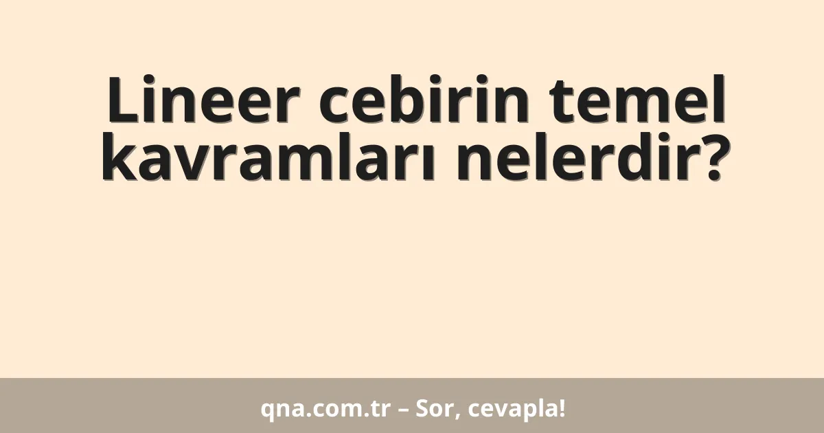 Lineer cebirin temel kavramları nelerdir?