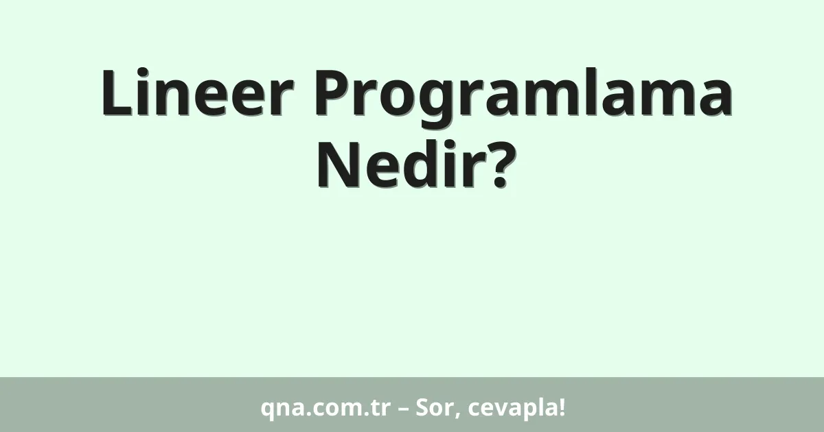 Lineer Programlama Nedir?