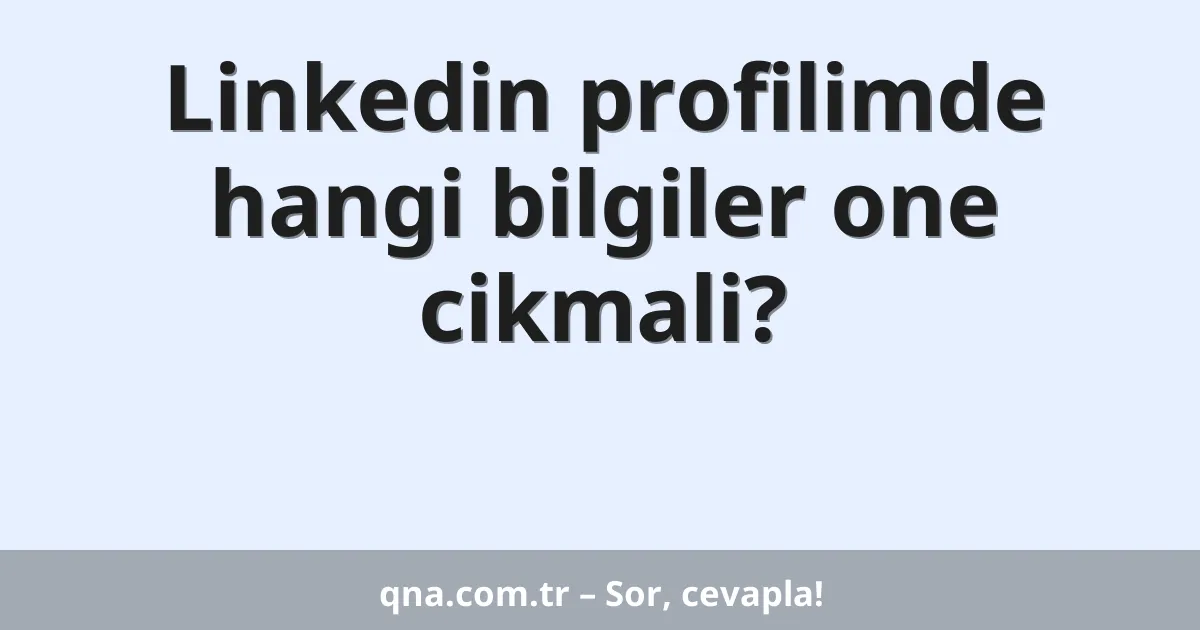 Linkedin profilimde hangi bilgiler one cikmali?