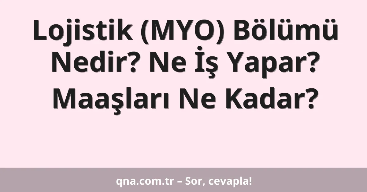 Lojistik (MYO) Bölümü Nedir? Ne İş Yapar? Maaşları Ne Kadar?