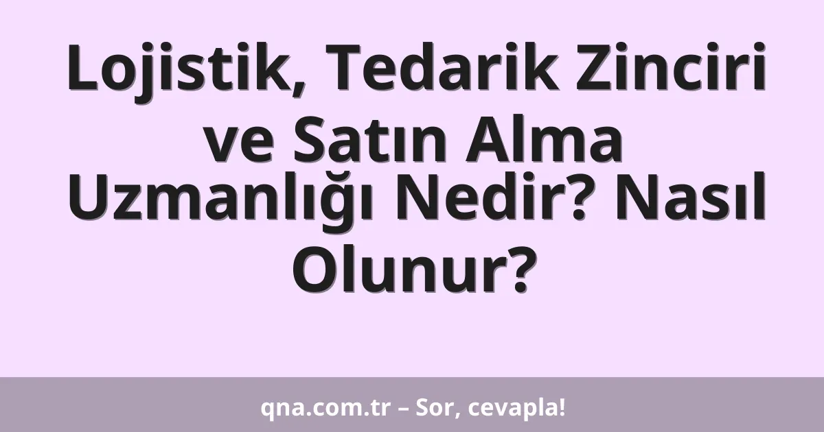 Lojistik, Tedarik Zinciri ve Satın Alma Uzmanlığı Nedir? Nasıl Olunur?