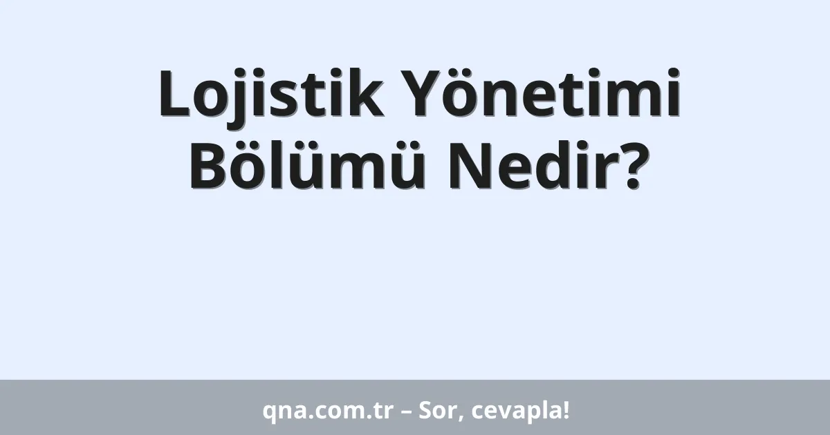 Lojistik Yönetimi Bölümü Nedir?