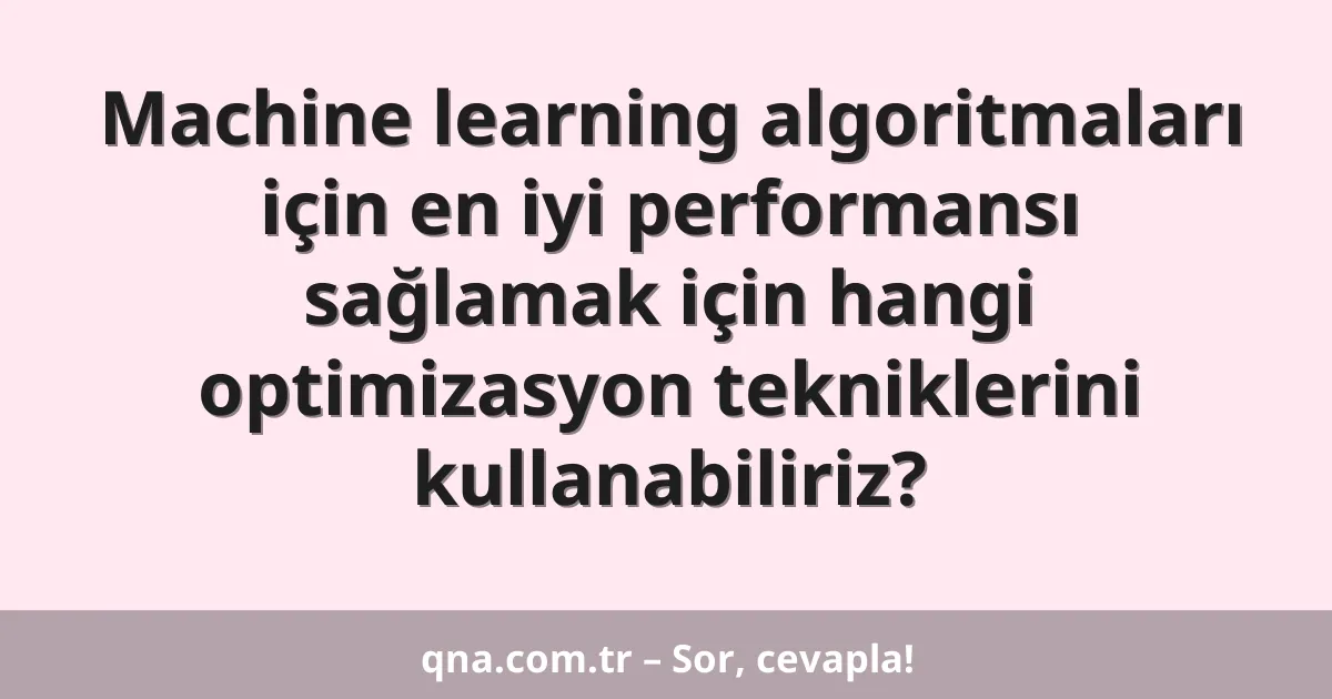 Machine learning algoritmaları için en iyi performansı sağlamak için hangi optimizasyon tekniklerini kullanabiliriz?