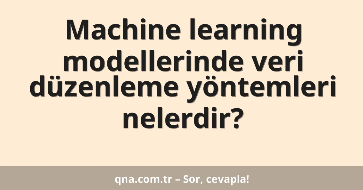 Machine learning modellerinde veri düzenleme yöntemleri nelerdir?