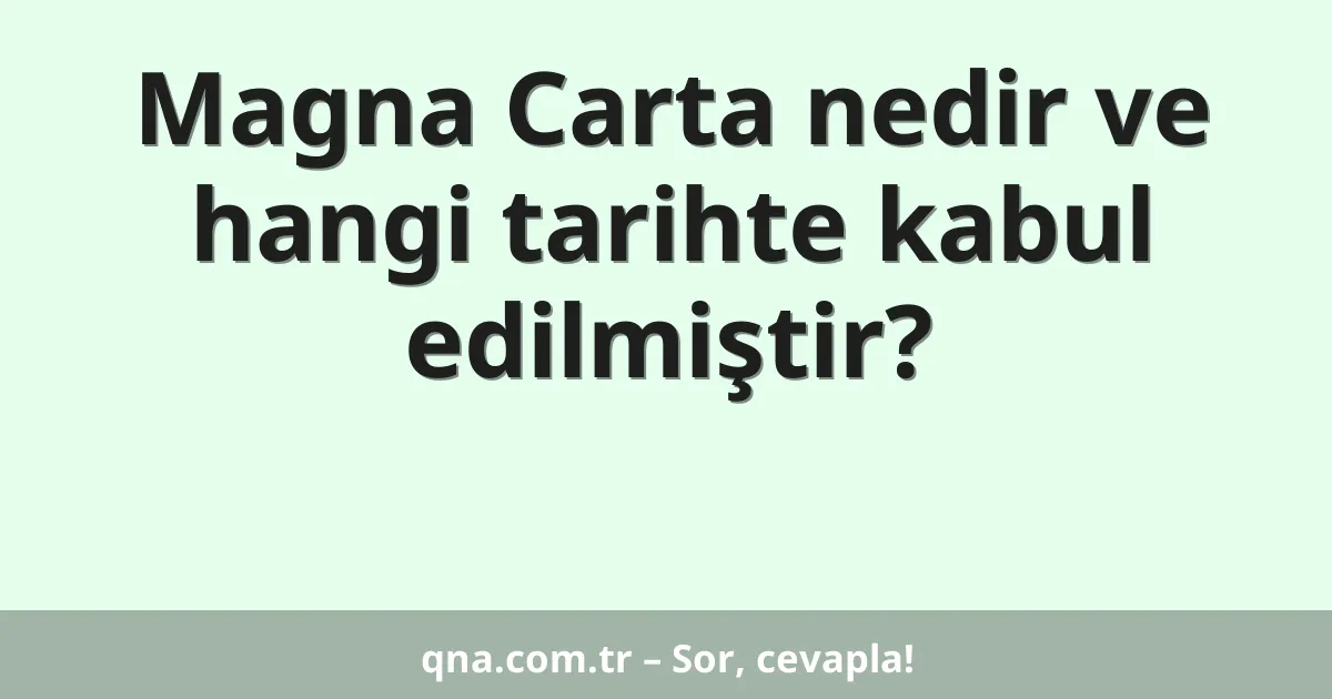 Magna Carta nedir ve hangi tarihte kabul edilmiştir?