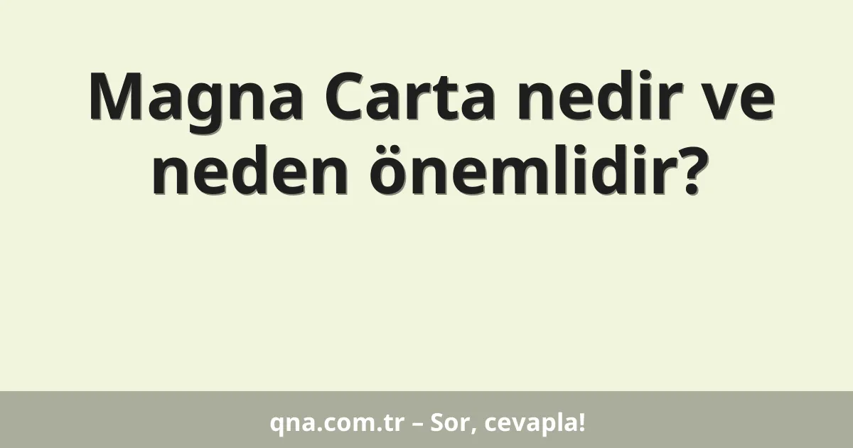 Magna Carta nedir ve neden önemlidir?