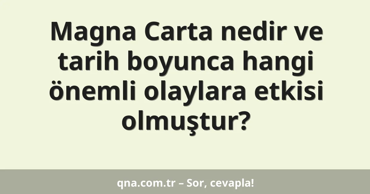 Magna Carta nedir ve tarih boyunca hangi önemli olaylara etkisi olmuştur?