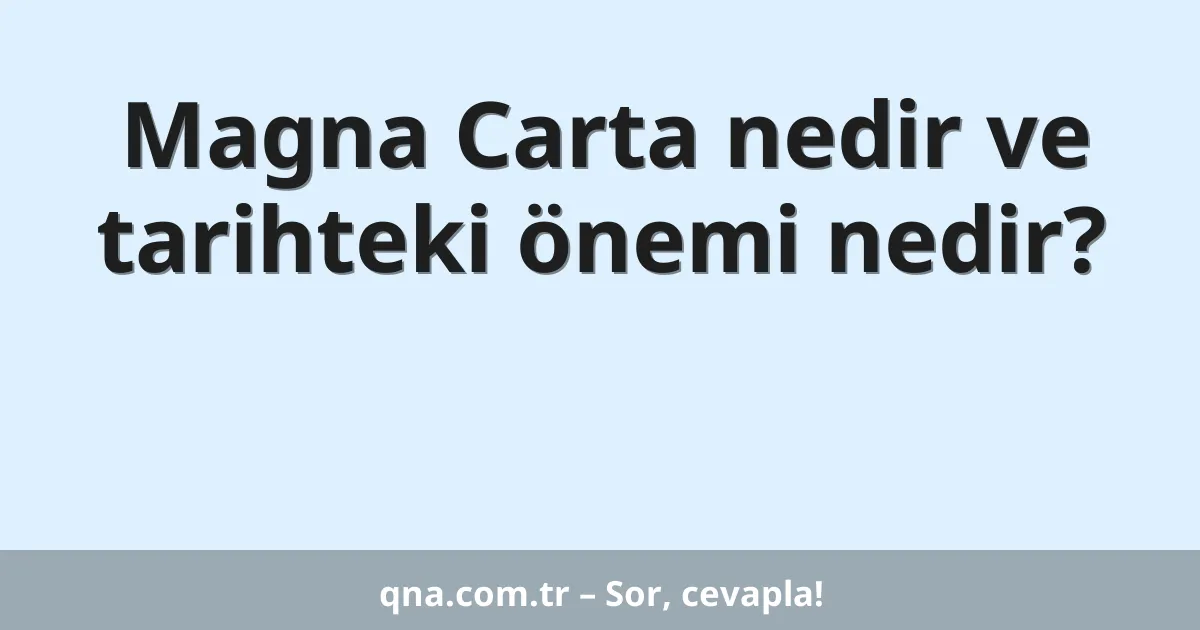 Magna Carta nedir ve tarihteki önemi nedir?