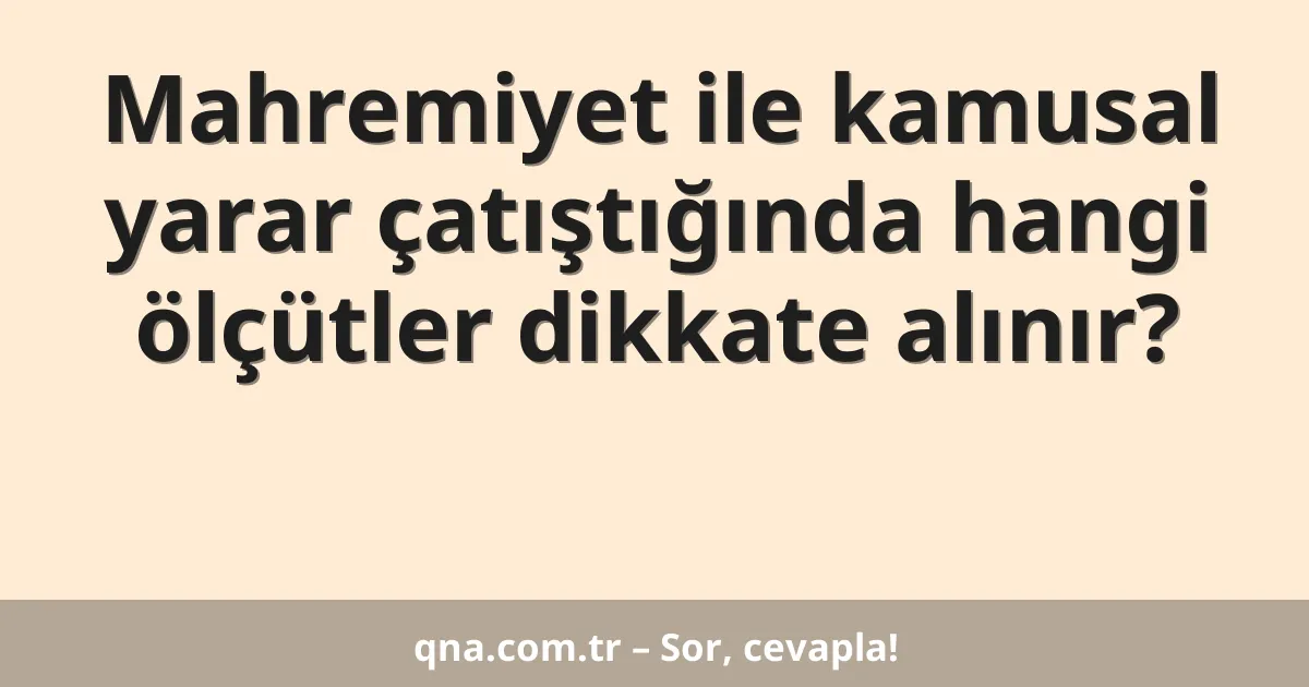 Mahremiyet ile kamusal yarar çatıştığında hangi ölçütler dikkate alınır?