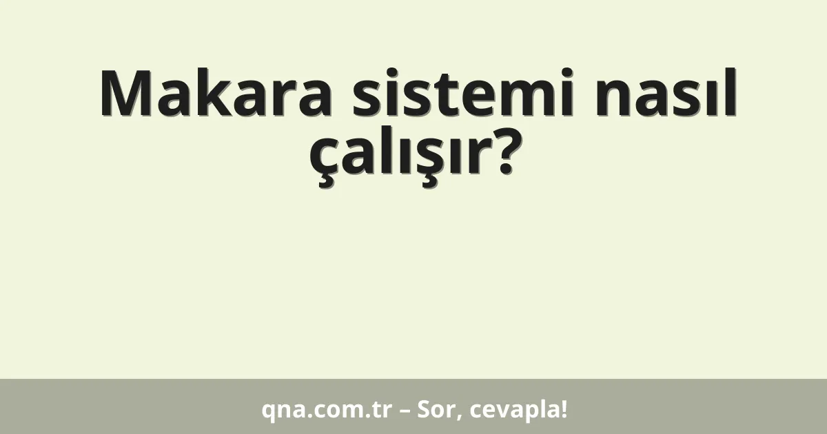 Makara sistemi nasıl çalışır?