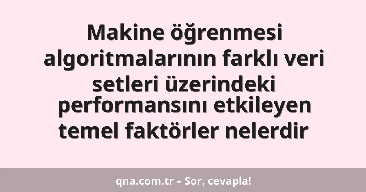 Makine öğrenmesi algoritmalarının farklı veri setleri üzerindeki performansını etkileyen temel faktörler nelerdir