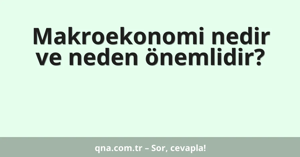 Makroekonomi nedir ve neden önemlidir?