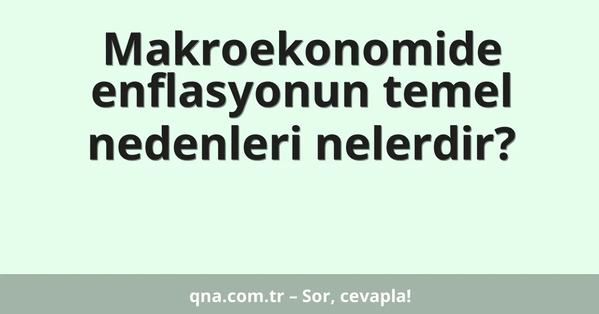 Makroekonomide enflasyonun temel nedenleri nelerdir?
