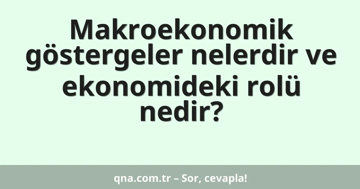 Makroekonomik göstergeler nelerdir ve ekonomideki rolü nedir?