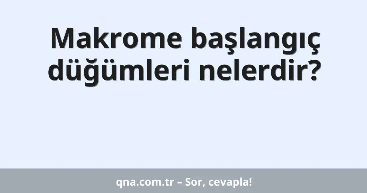 Makrome başlangıç düğümleri nelerdir?