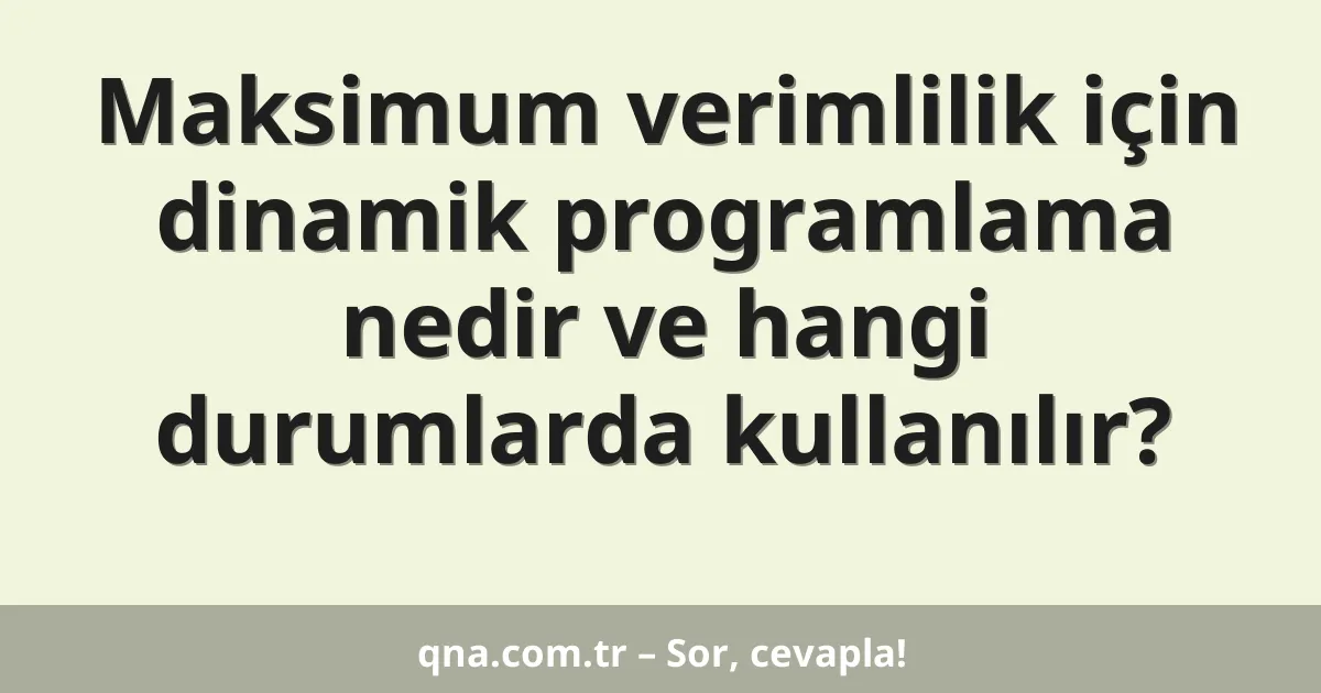 Maksimum verimlilik için dinamik programlama nedir ve hangi durumlarda kullanılır?