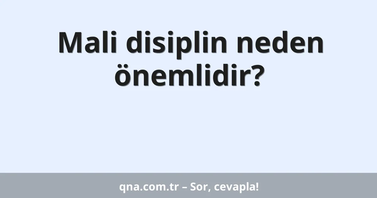 Mali disiplin neden önemlidir?