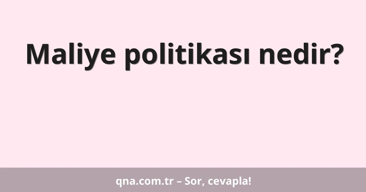 Maliye politikası nedir?