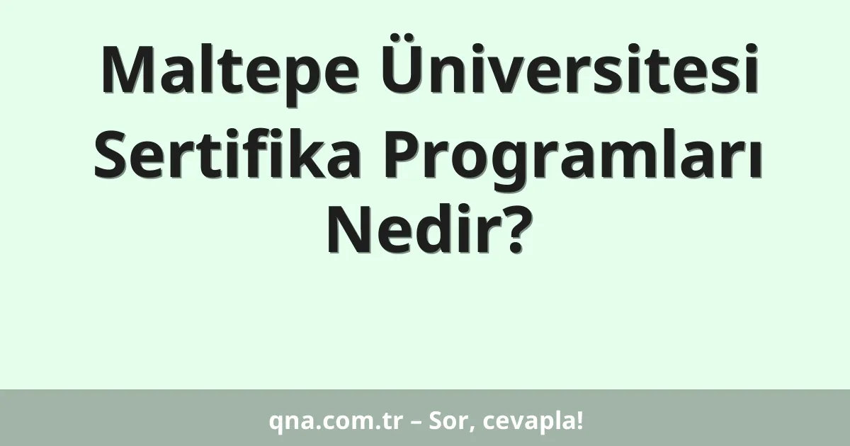Maltepe Üniversitesi Sertifika Programları Nedir?