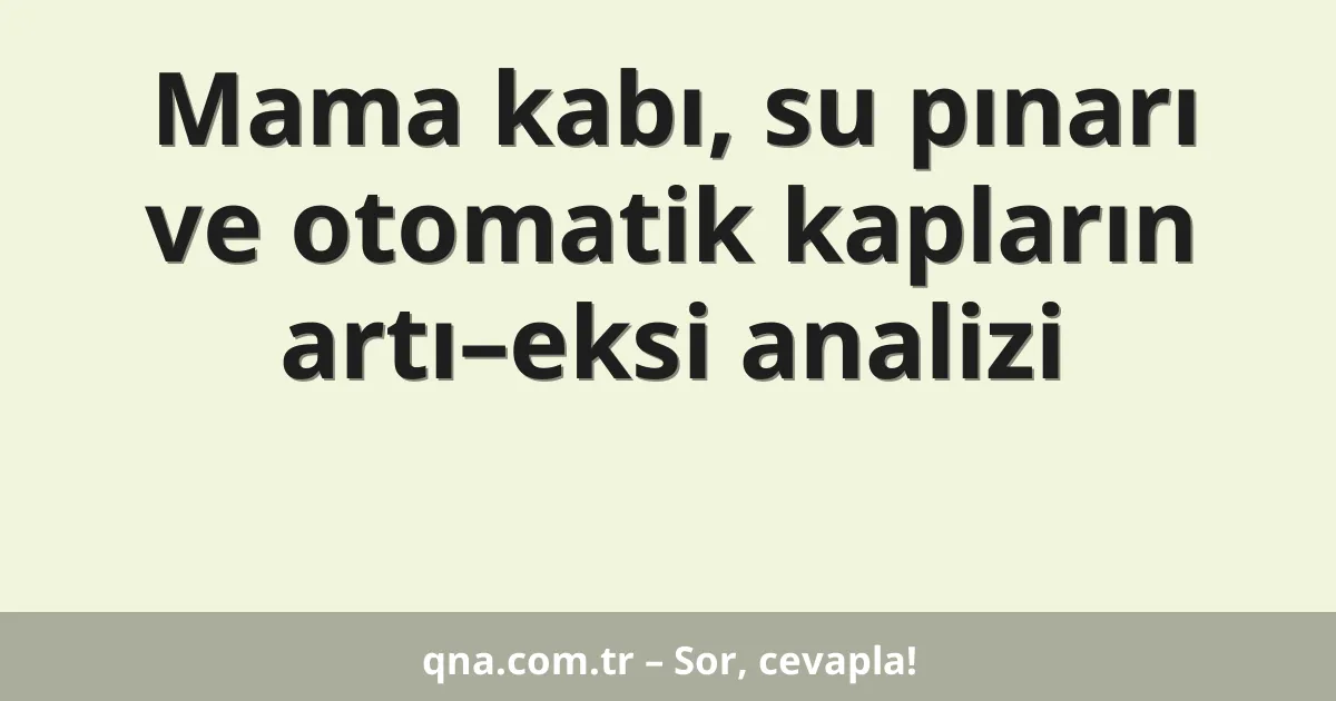 Mama kabı, su pınarı ve otomatik kapların artı–eksi analizi