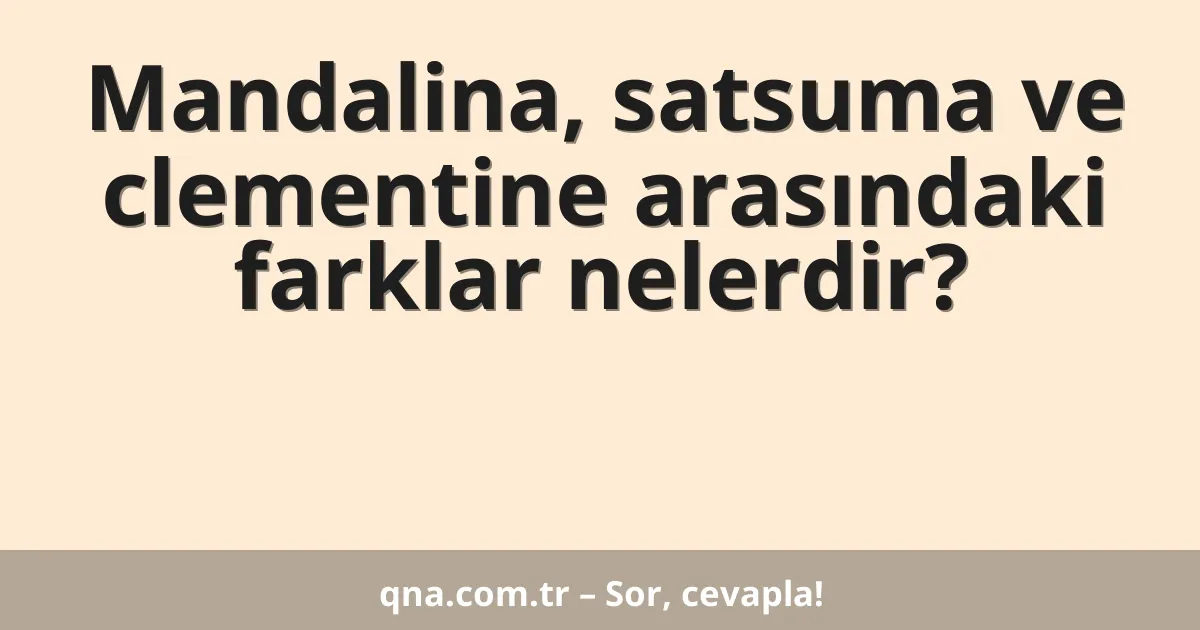 Mandalina, satsuma ve clementine arasındaki farklar nelerdir?