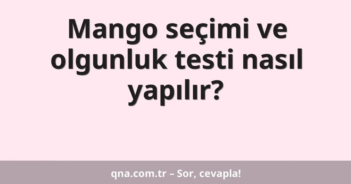 Mango seçimi ve olgunluk testi nasıl yapılır?