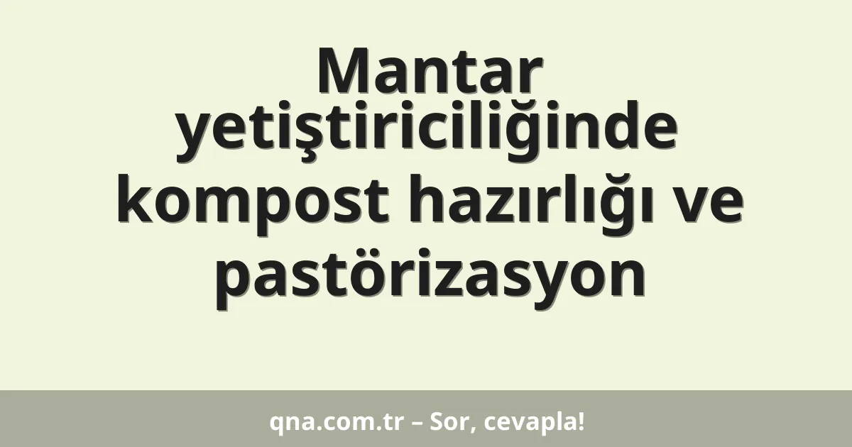 Mantar yetiştiriciliğinde kompost hazırlığı ve pastörizasyon