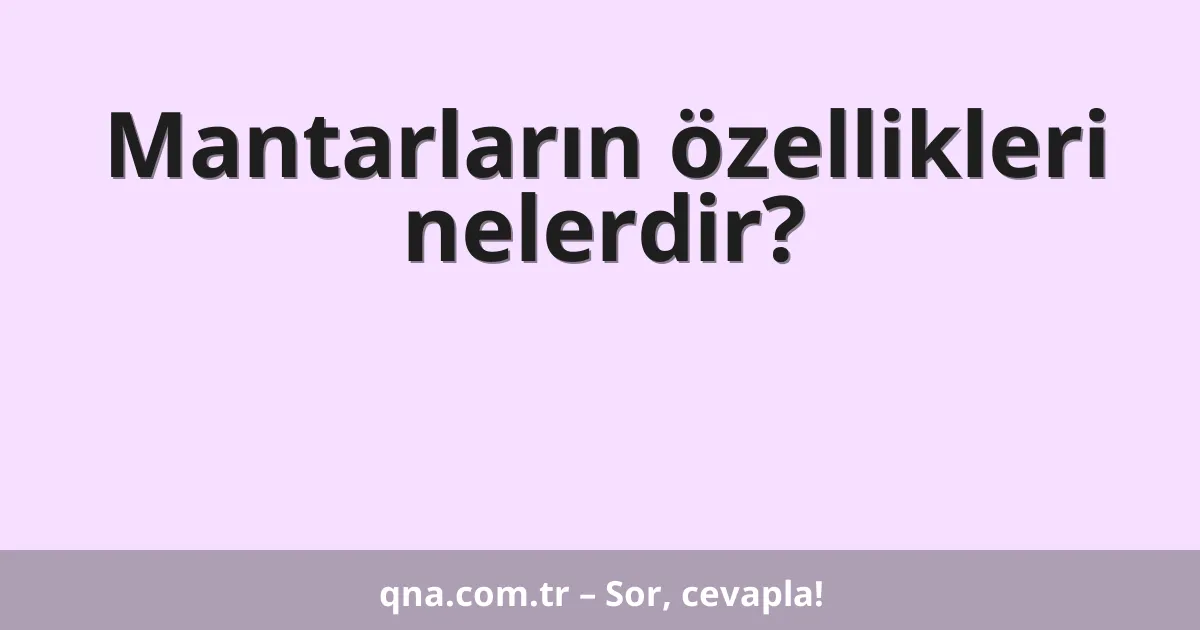 Mantarların özellikleri nelerdir?