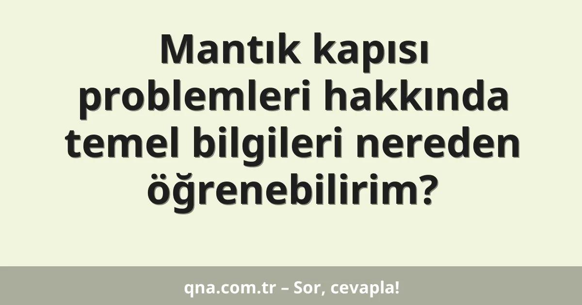 Mantık kapısı problemleri hakkında temel bilgileri nereden öğrenebilirim?