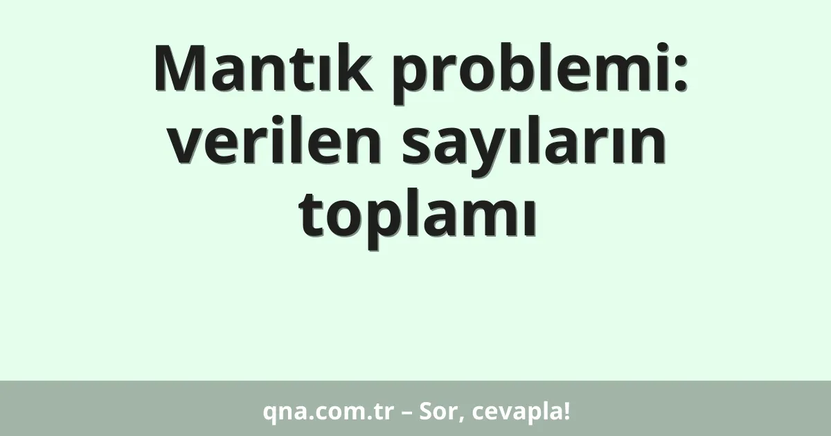 Mantık problemi: verilen sayıların toplamı